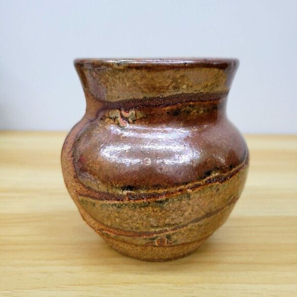 Tom Gray Pottery “TGP” Studio Vase • Seagrove NC • Rustic Earth Tone-Glazed - Picture 3 of 12